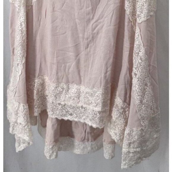 POL Sleeveless Lace Floral Applique Pink Ivory Top Size Small Oversized 20" p2p - Picture 3 of 9